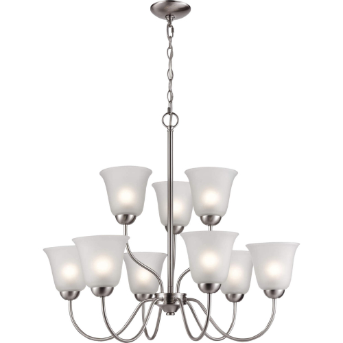 Conway 26"W 9 Light Chandelier in Brushed Nickel & Frosted Glass