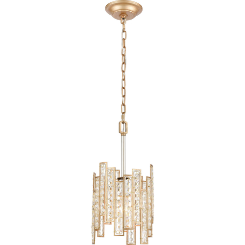 Equilibrium 8"W 1 Light Ceiling Pendant Light in Gold, Nickel & Crystals