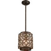 Rosslyn 8"W 1 Light Ceiling Pendant Light in Deep Bronze & Mocha Crystal