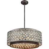 Rosslyn 22"W 6 Light Chandelier in Weathered Zinc & Crystal