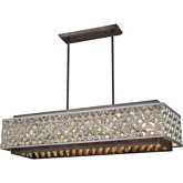 Rosslyn 40"W 8 Light Linear Chandelier in Weathered Zinc & Crystal