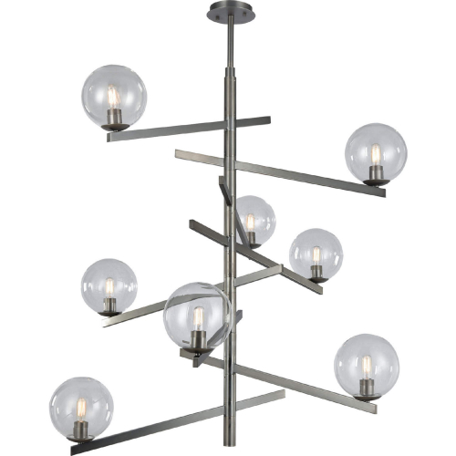 Globes of Light 42"W 8 Light Chandelier in Black Metal & Glass