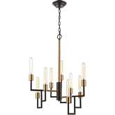 Congruency 23"W 9 Light Chandelier in Oil Rubbed Bronze & Satin Brass