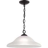 Conway 15"W 1 Ceiling Light Pendant in Oil Rubbed Bronze & White Glass