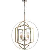 Geosphere 27"W 5 Light Chandelier in Polished Nickel & Parisian Gold Leaf