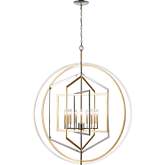 Geosphere 46"W 9 Light Chandelier in Polished Nickel & Gold Leaf