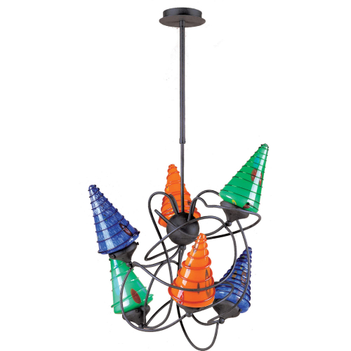 Pazzo 6 Light Chandelier in Metal & Multicolor Glass