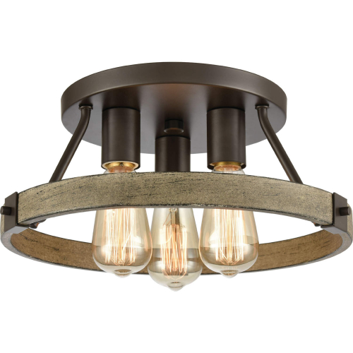 Transitions 14"W 3 Light Semi Flush Mount in Oil Rubbed Bronze & Aspen Metal