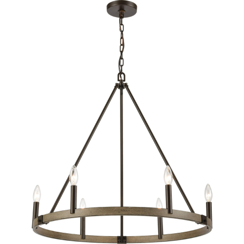 Transitions 27"W 6 Light Chandelier in Oil Rubbed Bronze & Aspen Metal