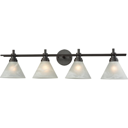 Pemberton 4 Light Bathroom Vanity Light in Rubbed Bronze w/ White Marbleized Glass