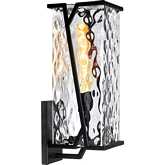 Waterfall Outdoor Wall Mount Light in Matte Black Metal & Wavy Glass