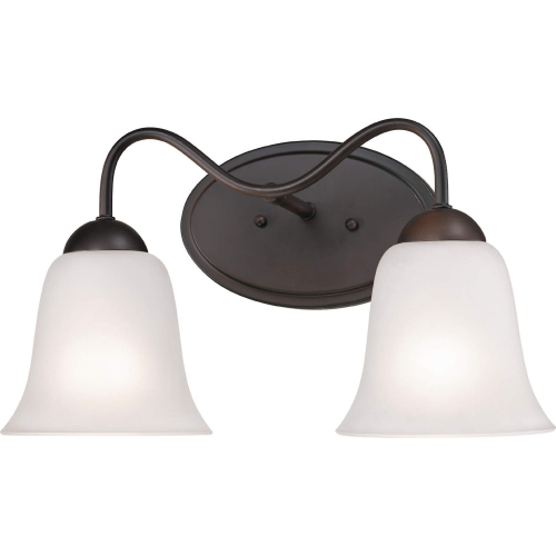 Conway 15"W 2 Light Vanity Light in Oil Rubbed Bronze & White Glass