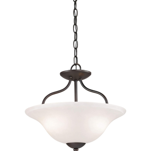 Conway 15"W 2 Light Semi Flush Mount in Oil Rubbed Bronze & White Glass