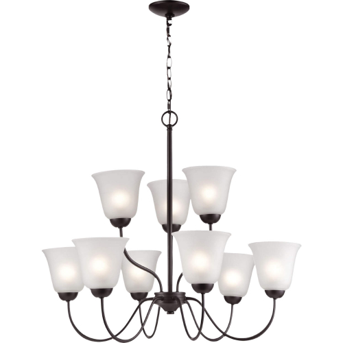 Conway 26"W 9 Light Chandelier in Oil Rubbed Bronze & Frosted Glass