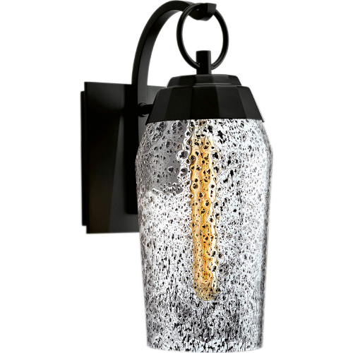 Lyrids Outdoor Wall Light in Matte Black Metal & Speckled Glass