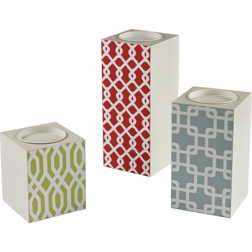 Chevron Print Candle Holders (Set of 3)