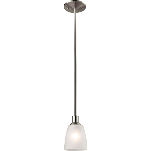 Jackson 4"W 1 Light Ceiling Pendant Light in Brushed Nickel & White Frosted Glass