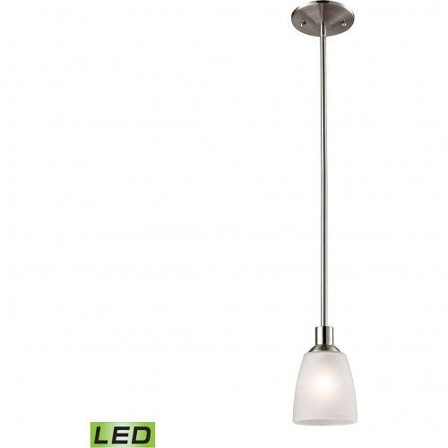 Jackson 4"W 1 Light Ceiling Pendant Light in Brushed Nickel & White Frosted Glass