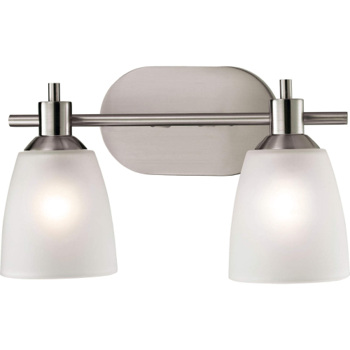 Jackson 14"W 2 Light Vanity Light in Brushed Nickel & White Glass