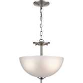 Jackson 14"W 2 Light Pendant in Brushed Nickel & White Frosted Glass