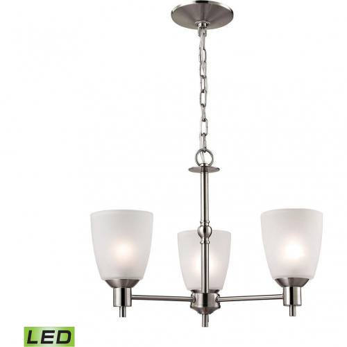 Jackson 20"W 3 Light Chandelier in Brushed Nickel & White Glass