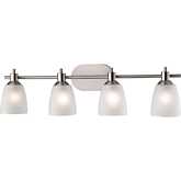 Jackson 31"W 4 Light Vanity Light in Brushed Nickel & White Frosted Glass