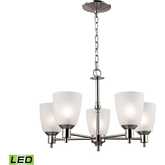 Jackson 22"W 5 Light Chandelier in Brushed Nickel & White Frosted Glass