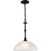 Jackson 14"W 1 Light Pendant in Oil Rubbed Bronze & White Glass