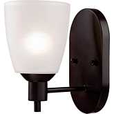 Jackson 8"H 1 Light Wall Sconce in Oil Rubbed Bronze & White Frosted Glass