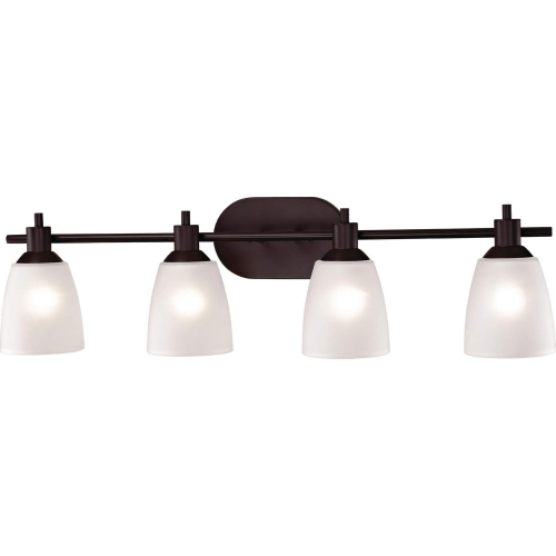 Jackson 31"W 4 Light Vanity Light in Oil Rubbed Bronze & White Frosted Glass