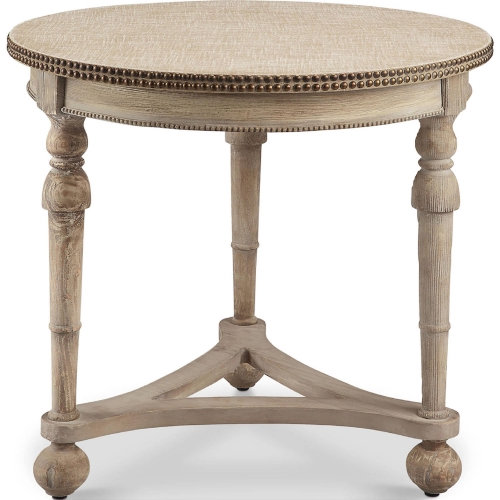 Wyeth Round Accent Table in Antique Cream w/ Linen Top