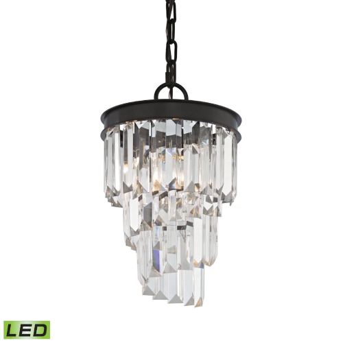 Palacial 1 Light LED Ceiling Pendant Light in Oil Rubbed Bronze & Clear Crystals