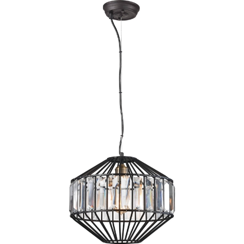 Yardley 1 Light Ceiling Pendant Light in Oil Rubbed Bronze & Clear Crystal on Wire Cage