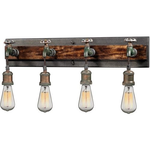 Jonas 4 Light Vanity Lighting in Multi Tone Weathered Wood & Metal Faucets