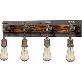 Jonas 4 Light Vanity Lighting in Multi Tone Weathered Wood & Metal Faucets