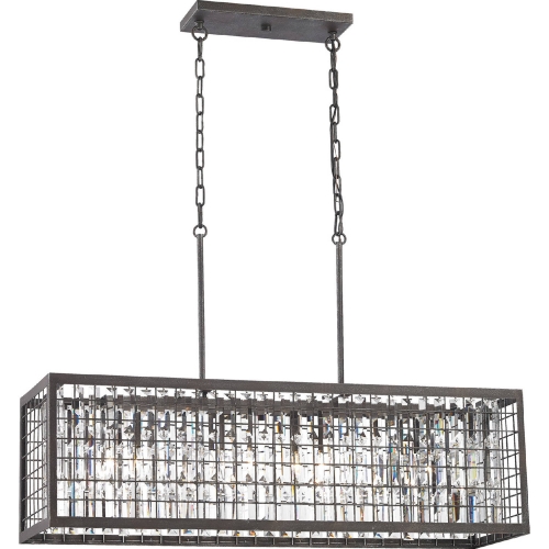 Nadina 4 Light Chandelier in Silverdust Iron & Clear Crystal Inside Wire Cage