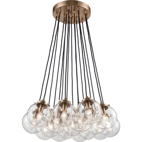 Boudreaux 17 Light Chandelier in Satin Brass with Clear Glass