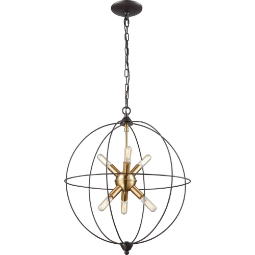 Loftin 6 Light Chandelier in Oil Rubbed Bronze w/ Satin Brass Accents