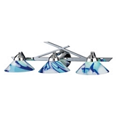 Refraction 3 Light Wall Bracket in Polished Chrome w/ Caribbean Glass