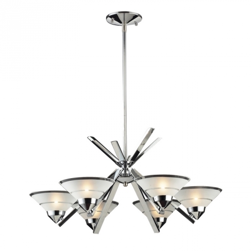 Refraction 6 Light Chandelier in Polished Chrome w/ Etched Clear Glass