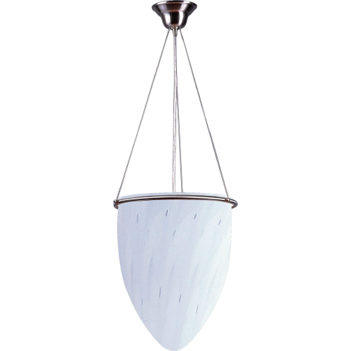 Uovo 14"W 1 Light Ceiling Pendant in Satin Nickel & White Glass