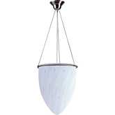 Uovo 14"W 1 Light Ceiling Pendant in Satin Nickel & White Glass