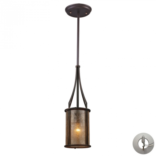 Barringer 1 Light Ceiling Pendant Light in Aged Bronze w/ Tan Mica Shade