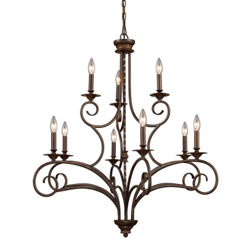 Gloucester 6+3 Light Chandelier in Antique Bronze