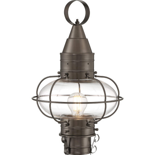 Classic Onion Outdoor Post Light in Bronze & Clear Glass