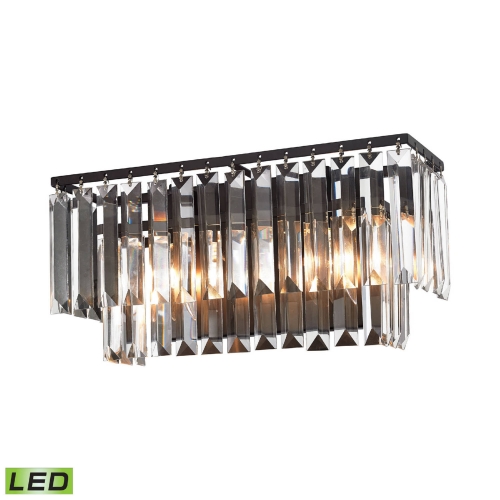 Palacial 2 Light LED Bathroom Vanity Light in Oil Rubbed Bronze & Clear Crystals