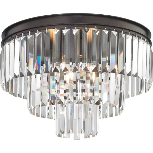 Palacial 3 Light Semi Flush Ceiling Light in Oil Rubbed Bronze & Clear Crystals