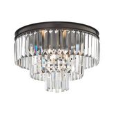 Palacial 3 Light Semi Flush Ceiling Light in Oil Rubbed Bronze & Clear Crystals