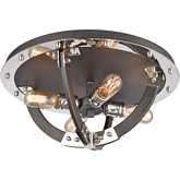 Riveted Plate 4 Light Flush Mount in Silverdust Iron & Polished Nickel