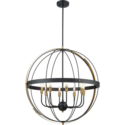 Caldwell 32"W 8 Light Chandelier in Black & Brass